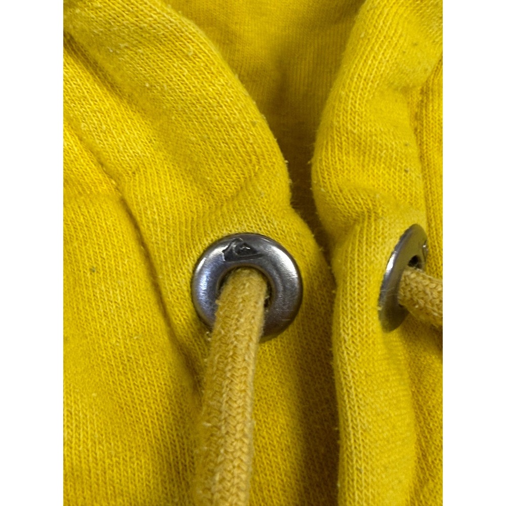 Quiksilver Mens Mustard Yellow Graphic Hoodie Checkerboard Sleeve Size Medium - Picture 3 of 12